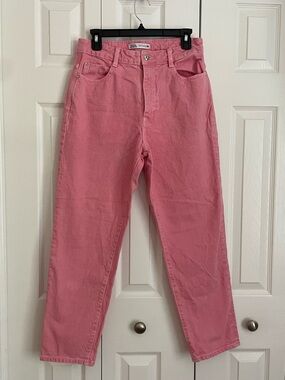 Zara Rose Pink High-Rise Straight Jeans
